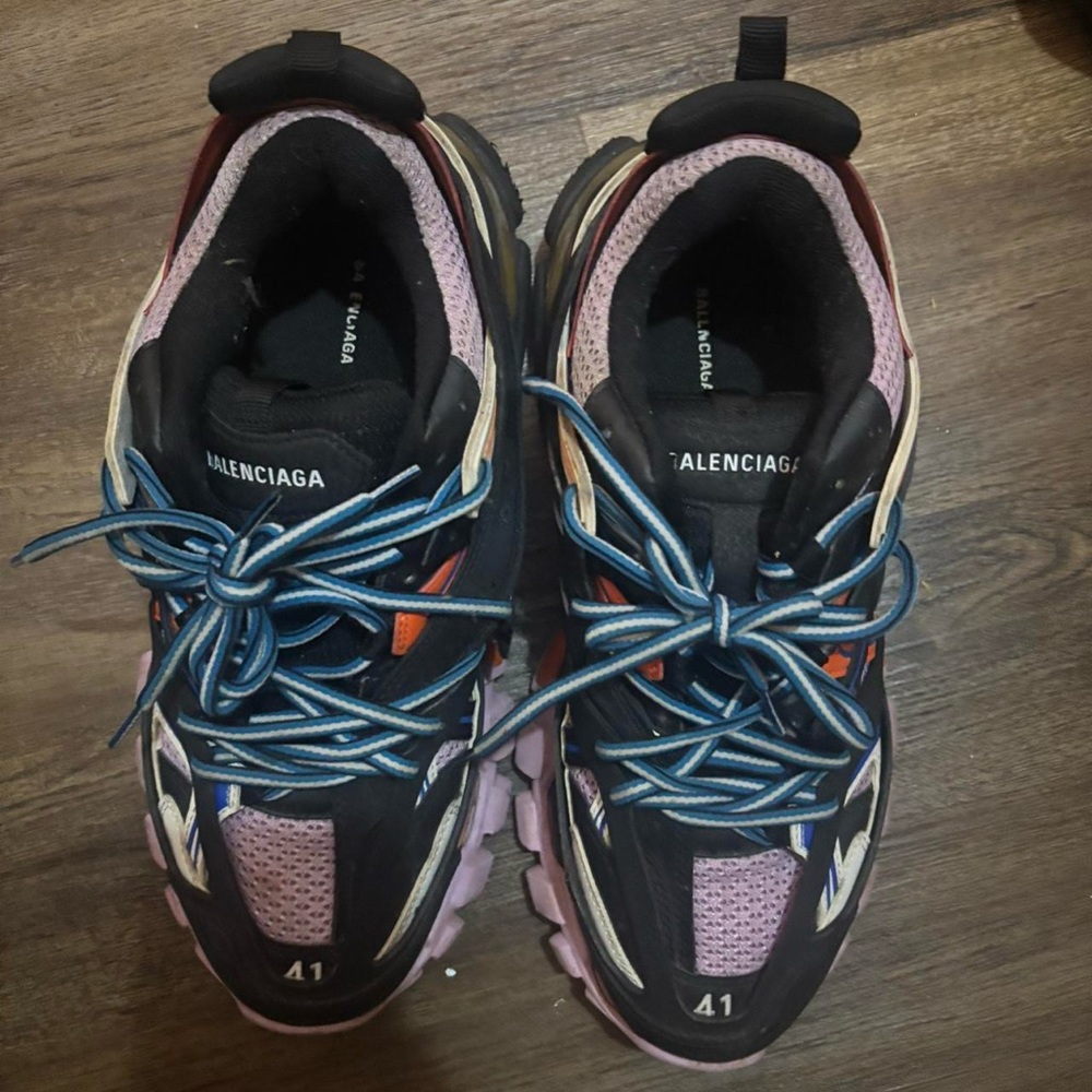 Balenciaga Women's Sneakers in Black, Pink, and Blue